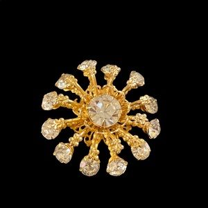 Rhinestone Brooch/Pin in Gold Color Setting